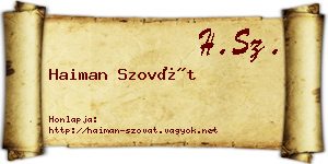 Haiman Szovát névjegykártya